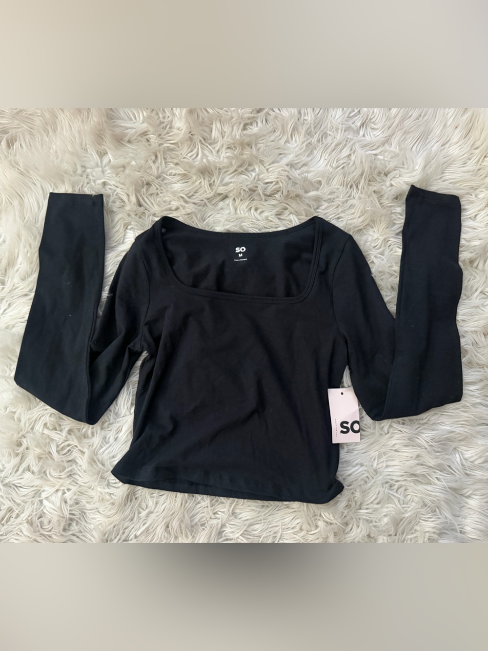 SO Black Off-Shoulder Long Sleeve Top